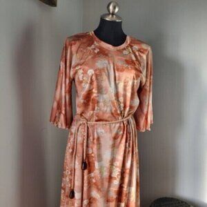 Vintage Satin Muumuu Lounge Dress Kaftan  Sz S/M